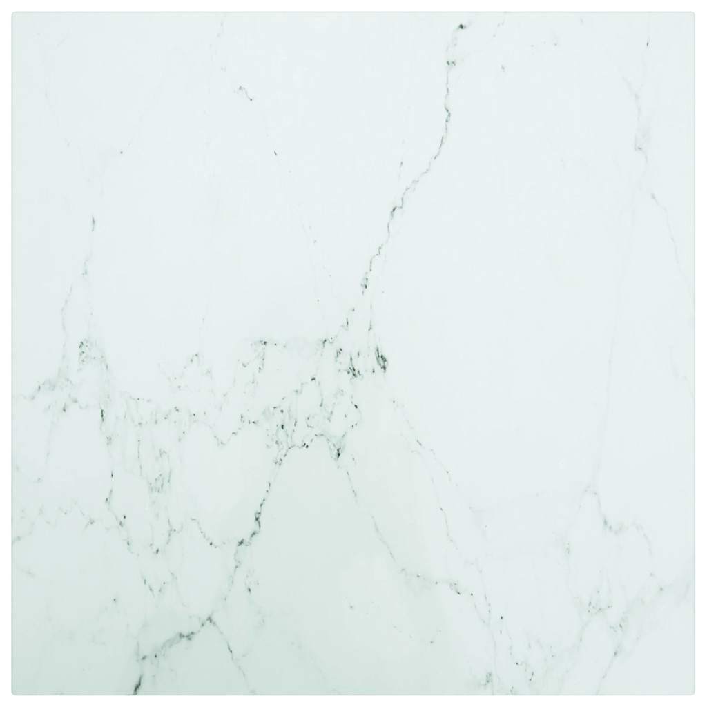 Vidaxl tafelblad 40x40 cm 6 mm gehard glas met marmeren design wit