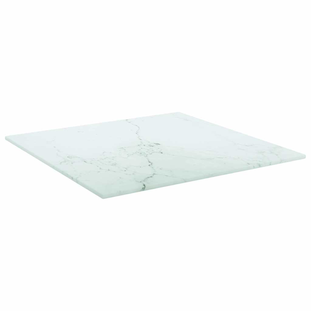Vidaxl tafelblad 40x40 cm 6 mm gehard glas met marmeren design wit