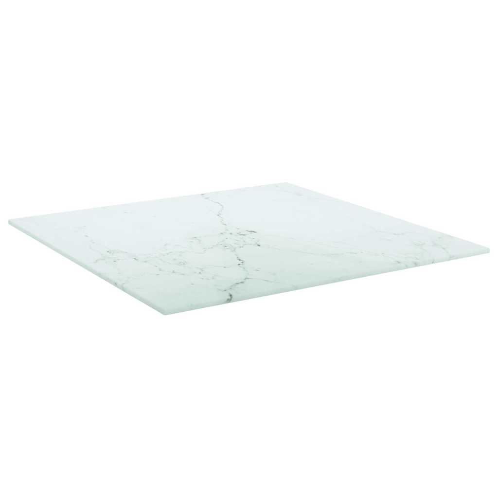 Vidaxl tafelblad 50x50 cm 6 mm gehard glas met marmeren design wit