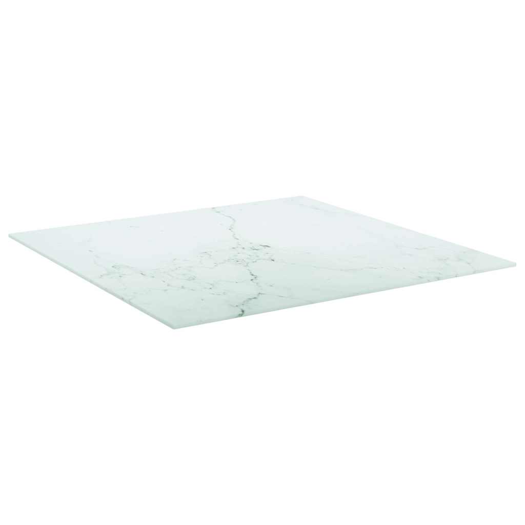 Vidaxl tafelblad marmerontwerp 6 mm 70x70 cm gehard glas wit
