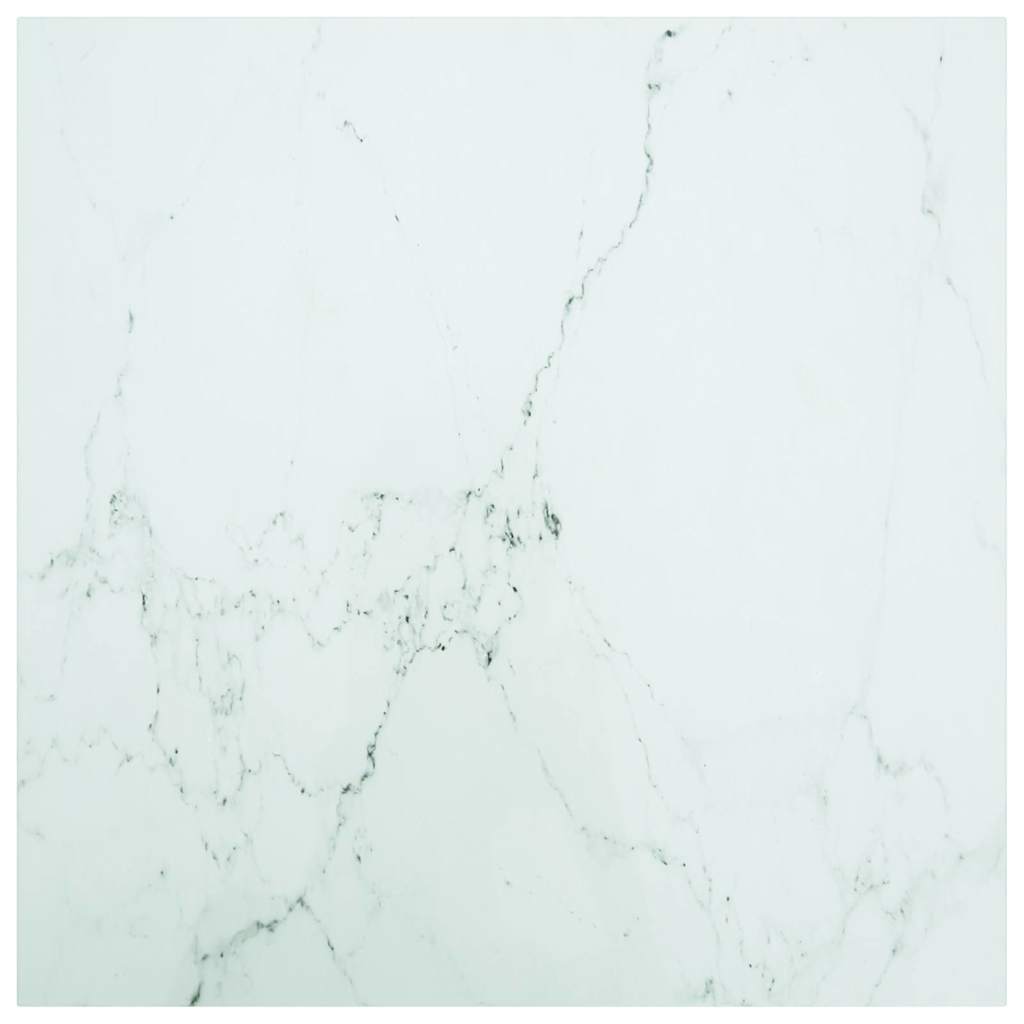 Vidaxl tafelblad 80x80 cm 6 mm gehard glas met marmeren design wit