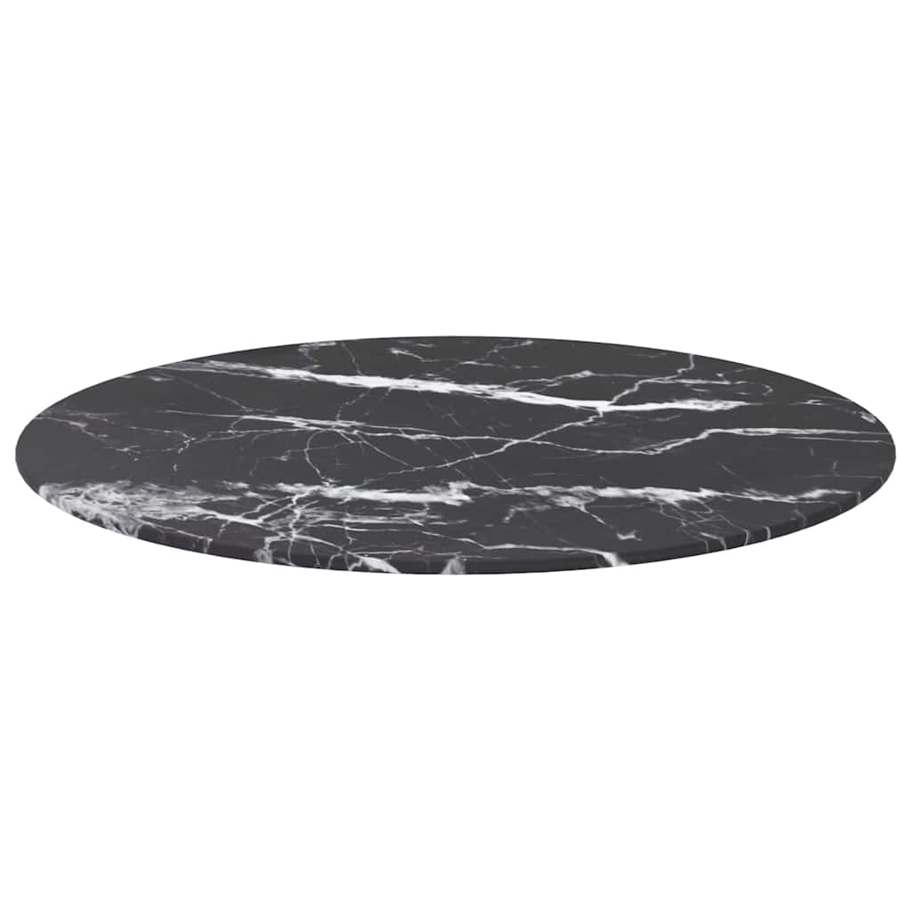 Vidaxl tafelblad ø60x0,8 cm gehard glas met marmeren design zwart