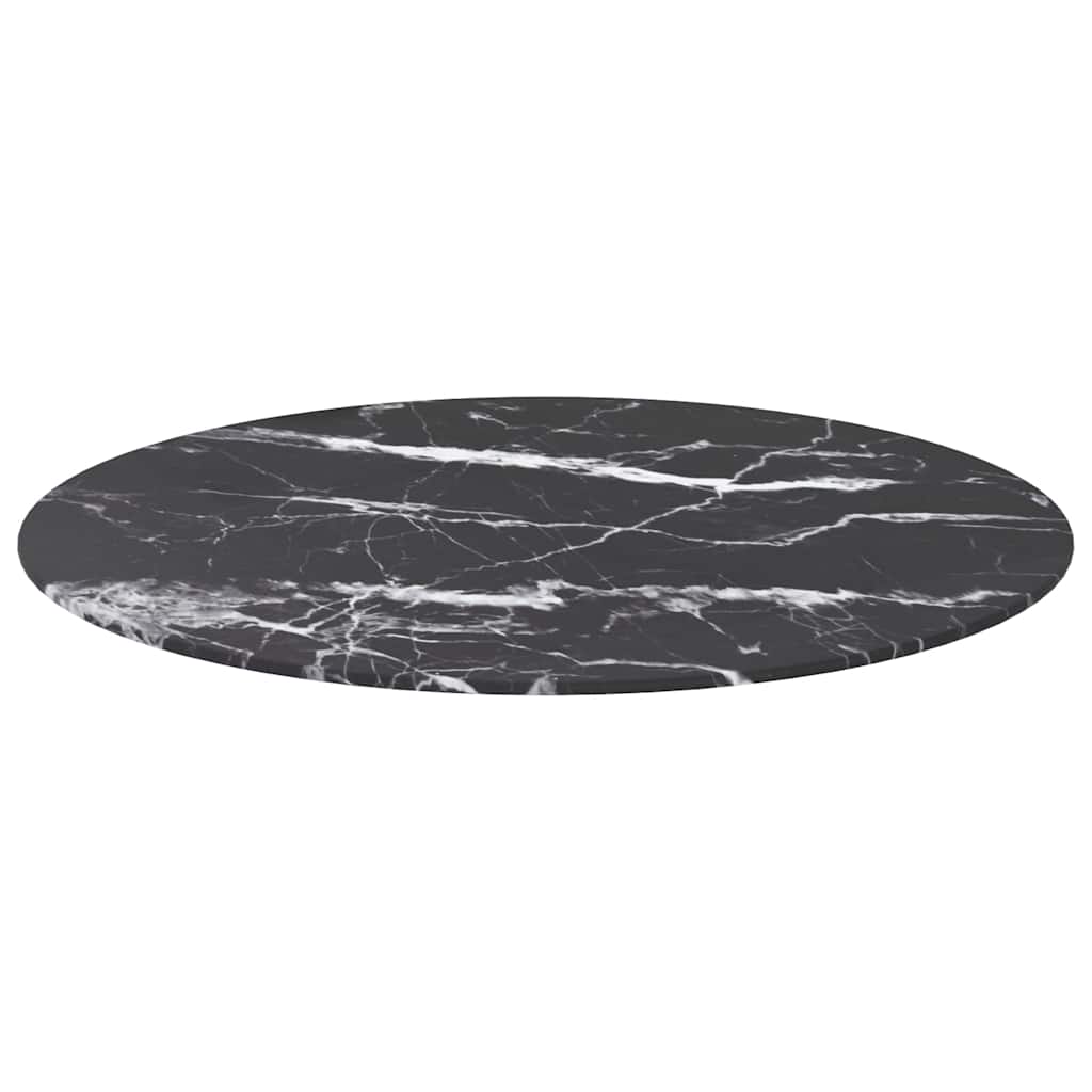 Vidaxl tafelblad ø70x0,8 cm gehard glas met marmeren design zwart