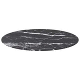 Vidaxl tafelblad ø70x0,8 cm gehard glas met marmeren design zwart