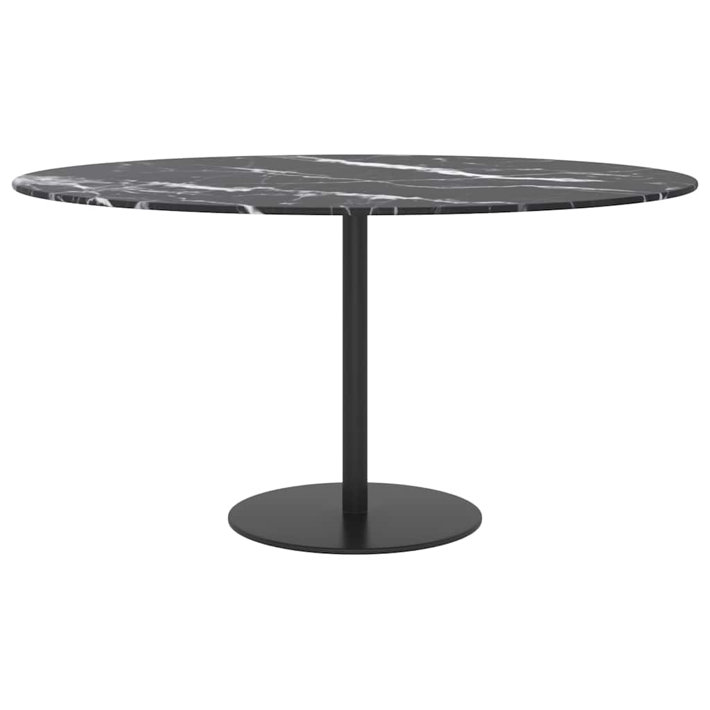 Vidaxl tafelblad ø80x1 cm gehard glas met marmeren design zwart