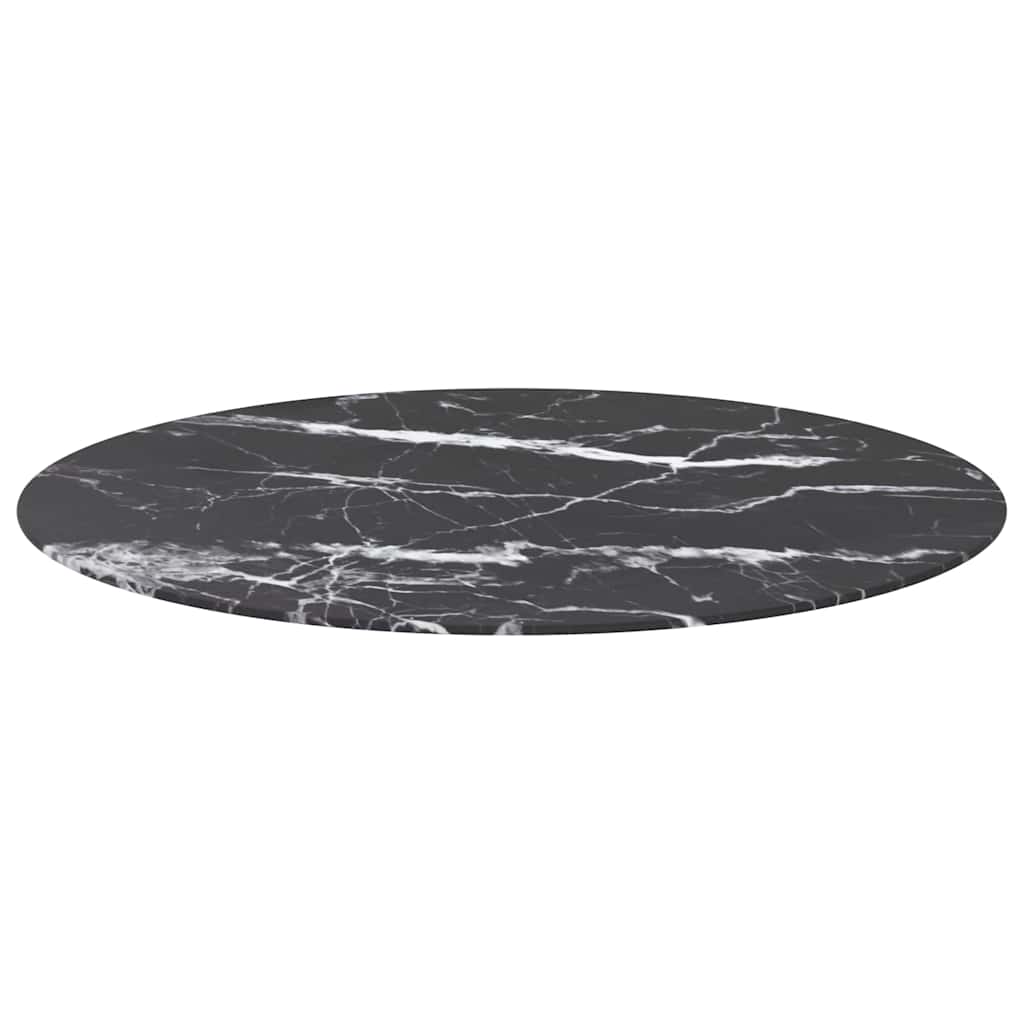 Vidaxl tafelblad ø90x1 cm gehard glas met marmeren design zwart