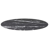 Vidaxl tafelblad ø90x1 cm gehard glas met marmeren design zwart