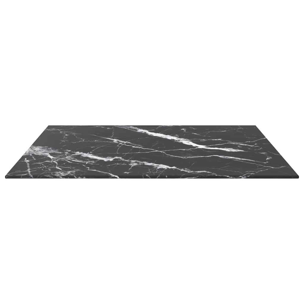 Vidaxl tafelblad 70x70 cm 6 mm gehard glas met marmeren design zwart