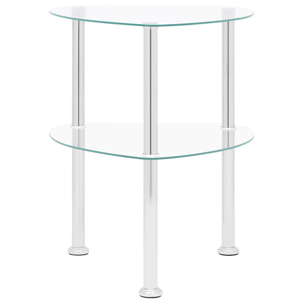Vidaxl bijzettafel 2-laags 38x38x50 cm gehard glas transparant