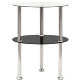 Vidaxl bijzettafel 2-laags 38 cm gehard glas transparant en zwart