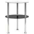 Vidaxl bijzettafel 2-laags 38 cm gehard glas transparant en zwart