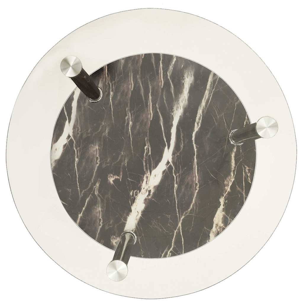 Vidaxl bijzettafel 2-laags 38cm gehard glas transparant en zwartmarmer