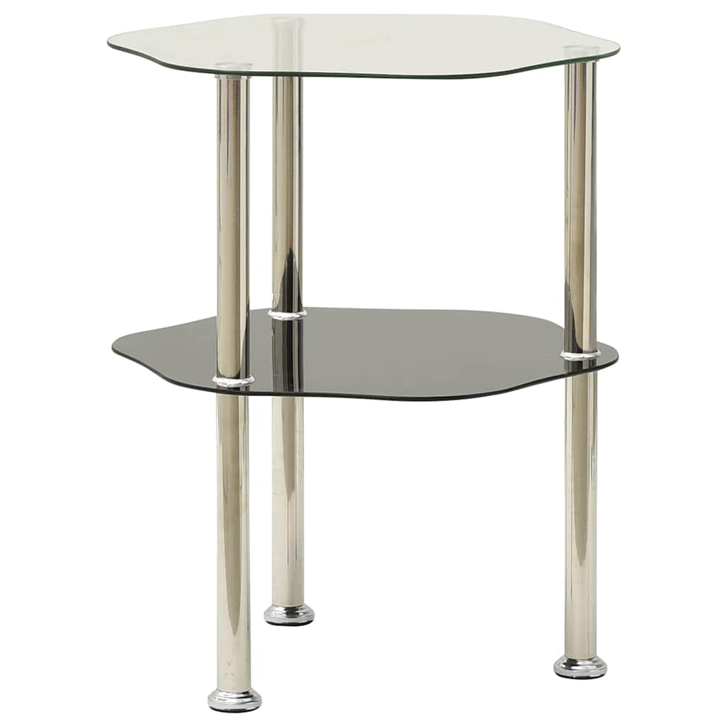 Vidaxl bijzettafel 2-laags 38x38x50 cm gehard glas transparant zwart