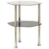 Vidaxl bijzettafel 2-laags 38x38x50 cm gehard glas transparant zwart