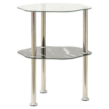 Vidaxl bijzettafel 2-laags 38x38x50 cm gehard glas transparant zwart