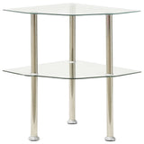 Vidaxl bijzettafel 2-laags 38x38x50 cm gehard glas transparant