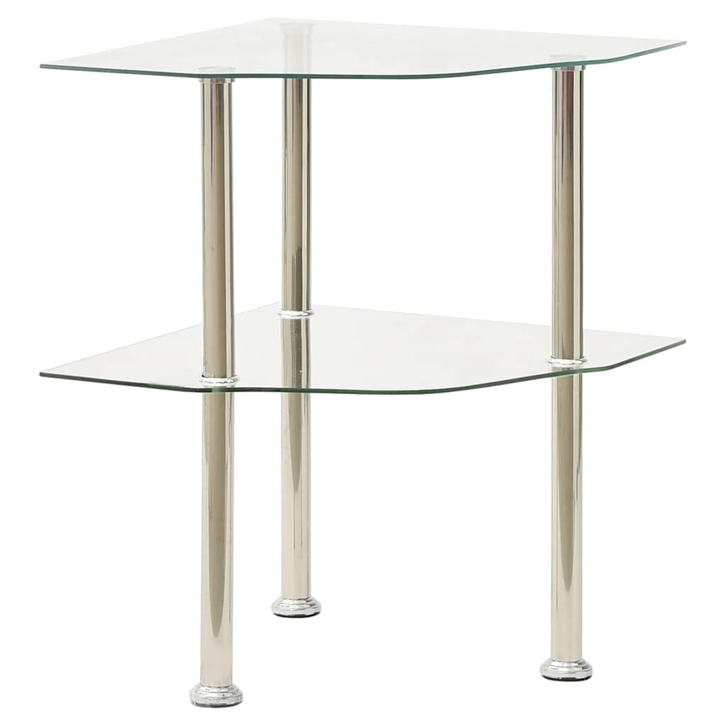 Vidaxl bijzettafel 2-laags 38x38x50 cm gehard glas transparant