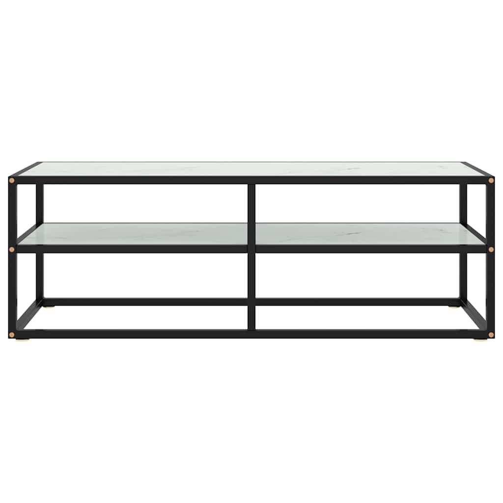 Vidaxl tv-meubel met wit marmerglas 120x40x40 cm zwart