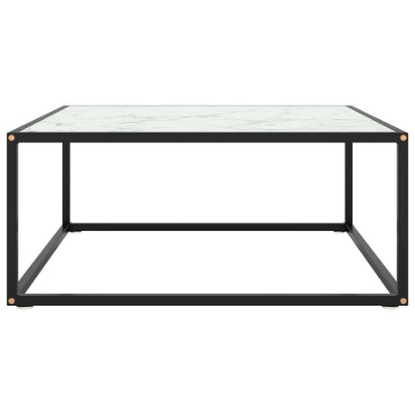 Vidaxl salontafel met wit marmerglas 80x80x35 cm zwart