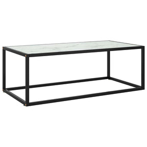 Vidaxl salontafel met wit marmerglas 100x50x35 cm zwart