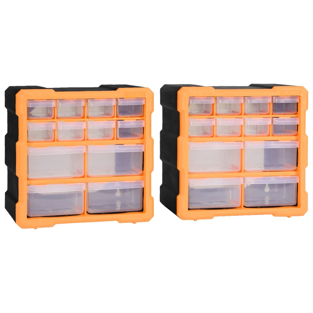 VidaXL Organizers with 12 drawers 2 pcs 26.5x16x26 cm