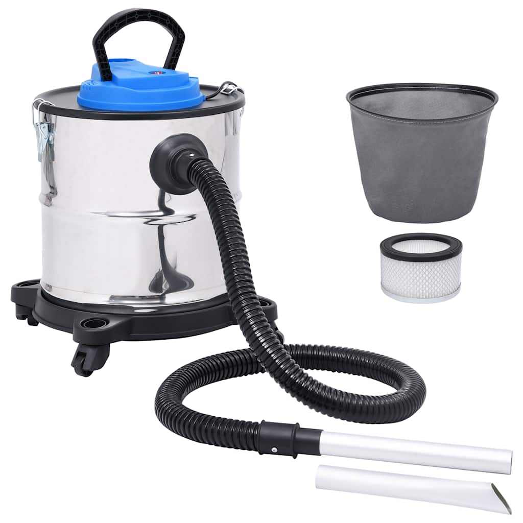 Cleaner per polvere di cenere Vidaxl con filtro HEPA 1200 W 20 L Acciaio inossidabile