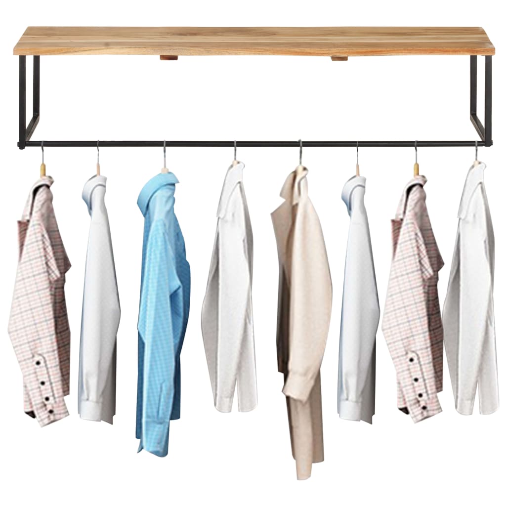 VidaXL coat rack with shelf 100x35x22 cm solid acacia wood