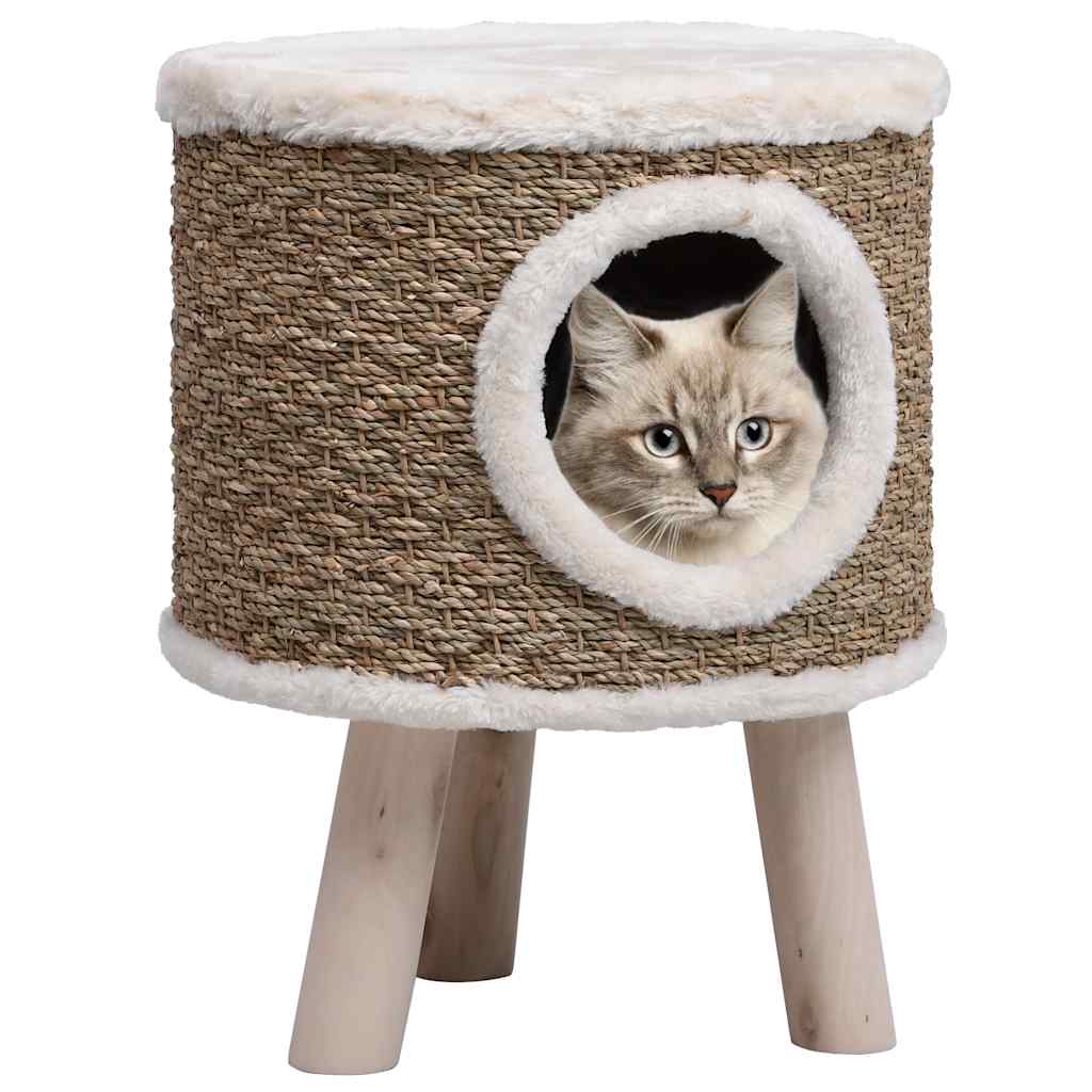 Vidaxl Kattenhuis z lesenimi nogami 41 cm morska trava