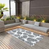 Vidaxl buitenkleed arakil 190x290 cm pp wit en zwart
