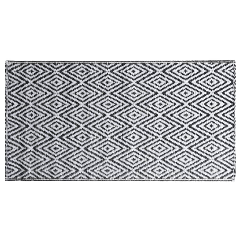 Vidaxl outside rug 80x150 cm pp white and black