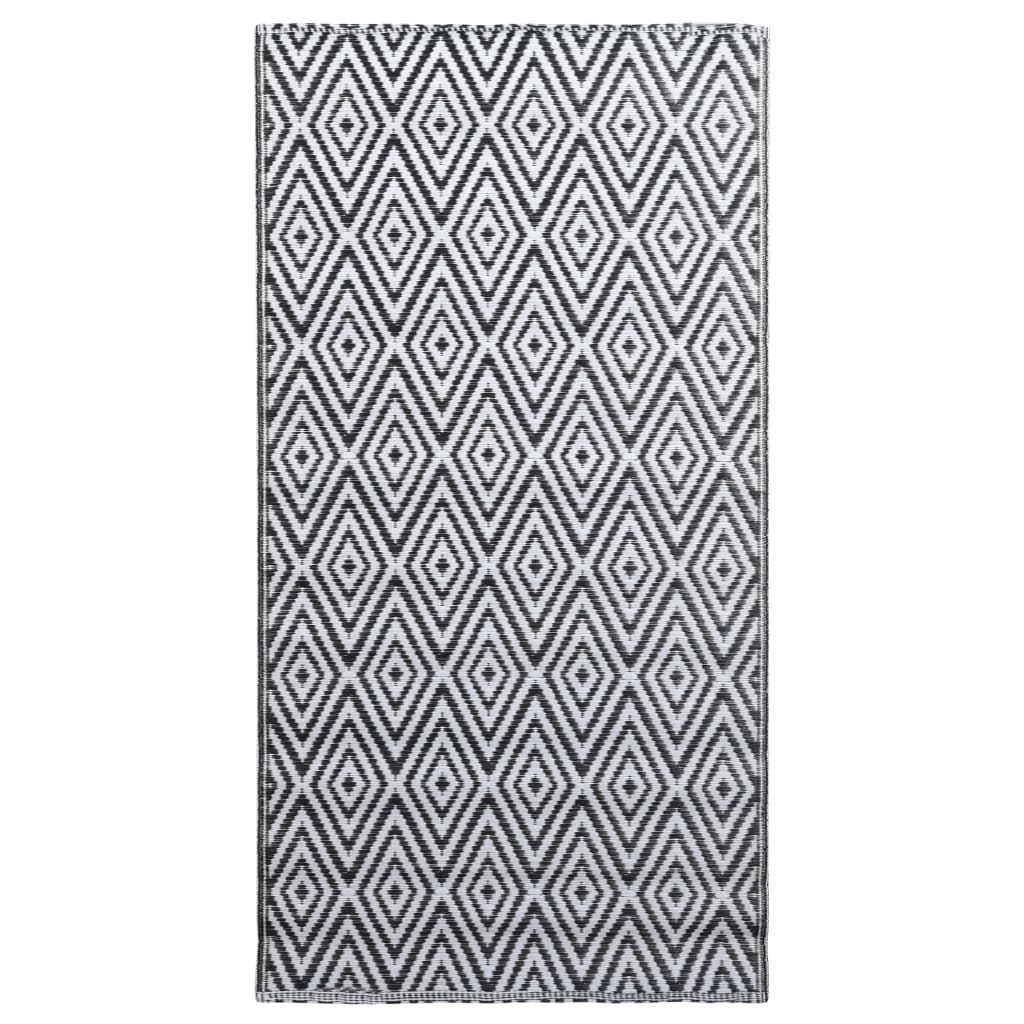 VidaXL outside rug Arakil 120x180 cm pp white and black