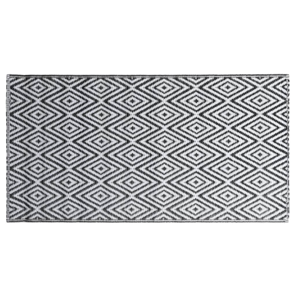 VidaXL outside rug 190x290 cm pp white and black