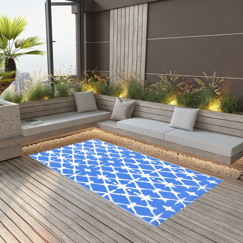 Vidaxl Outside Rug Arakil 120x180 cm PP blu e bianco