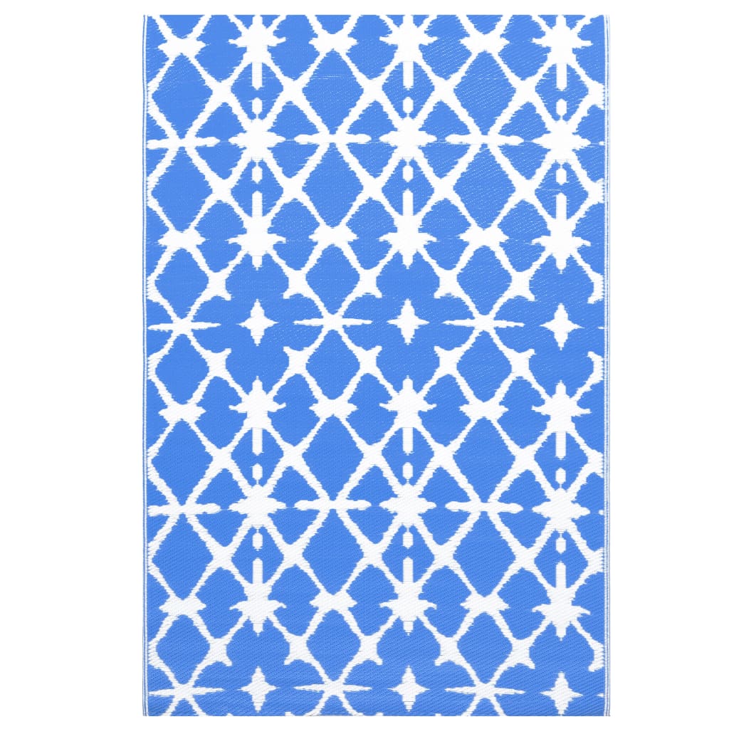 VidaXL outside rug arakil 190x290 cm pp blue and white