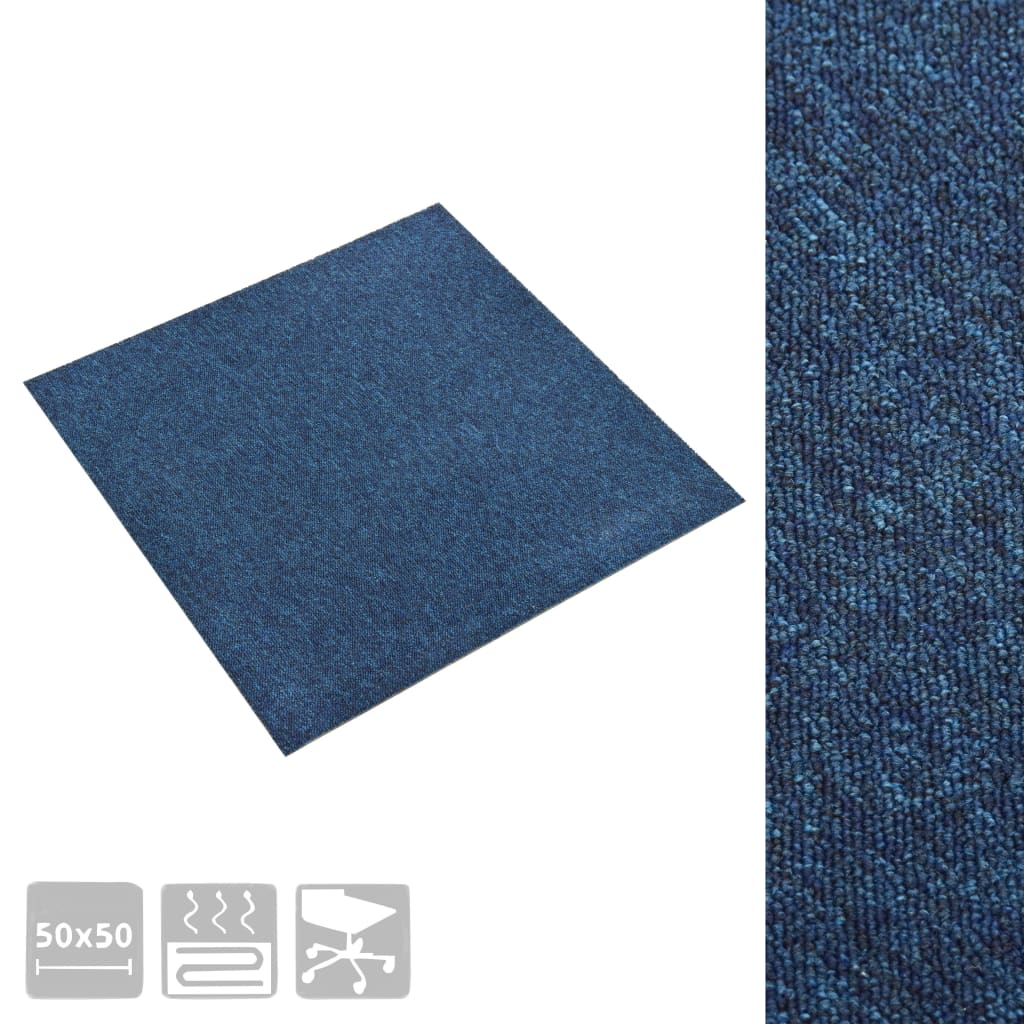 Piastrelle di moquette Vidaxl 20 st 5 m² 50x50 cm blu scuro