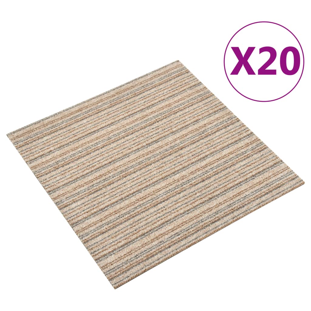 Vidaxl kobercové dlaždice 20 st 5 m² 50x50 cm pruhované béžové