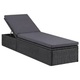Vidaxl ligbed poly rattan zwart en donkergrijs