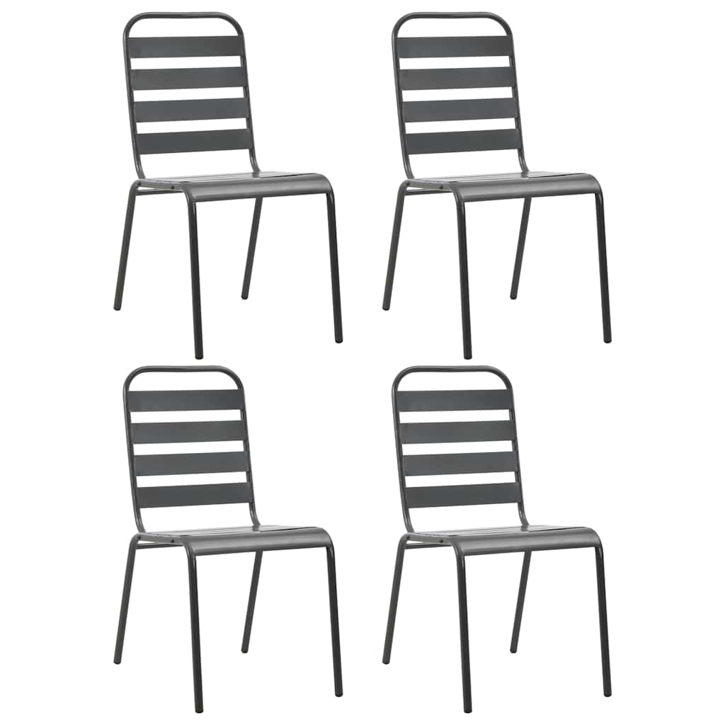 Vidaxl tuinstoelen 4 st gelat ontwerp staal donkergrijs