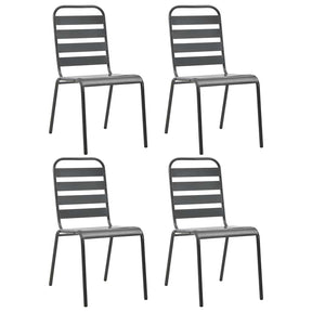 Vidaxl tuinstoelen 4 st gelat ontwerp staal donkergrijs
