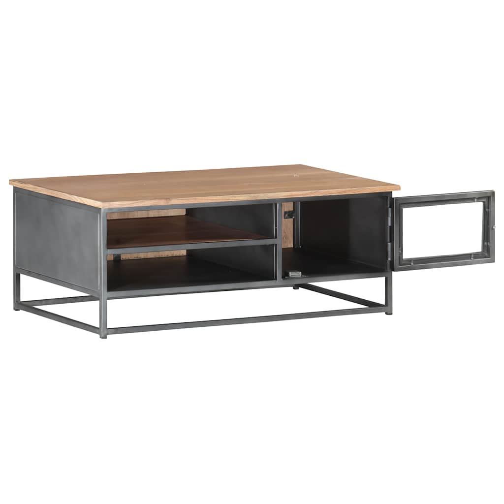 Vidaxl salontafel 90x50x35 cm massief acaciahout grijs
