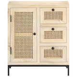 Vidaxl dressoir 60x35x70 cm massief mangohout en natuurlijk riet