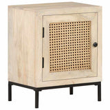 Vidaxl nachtkastje 40x30x50 cm massief mangohout en natuurlijk riet