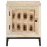 Vidaxl nachtkastje 40x30x50 cm massief mangohout en natuurlijk riet