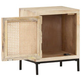 Vidaxl nachtkastje 40x30x50 cm massief mangohout en natuurlijk riet