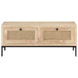 Vidaxl salontafel 90x50x37 cm massief mangohout en natuurlijk riet