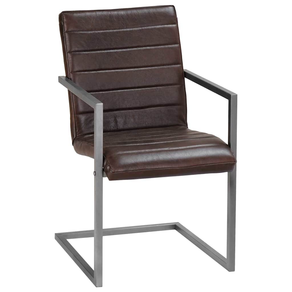 Vidaxl eetkamerstoelen 2 st echt leer bruin