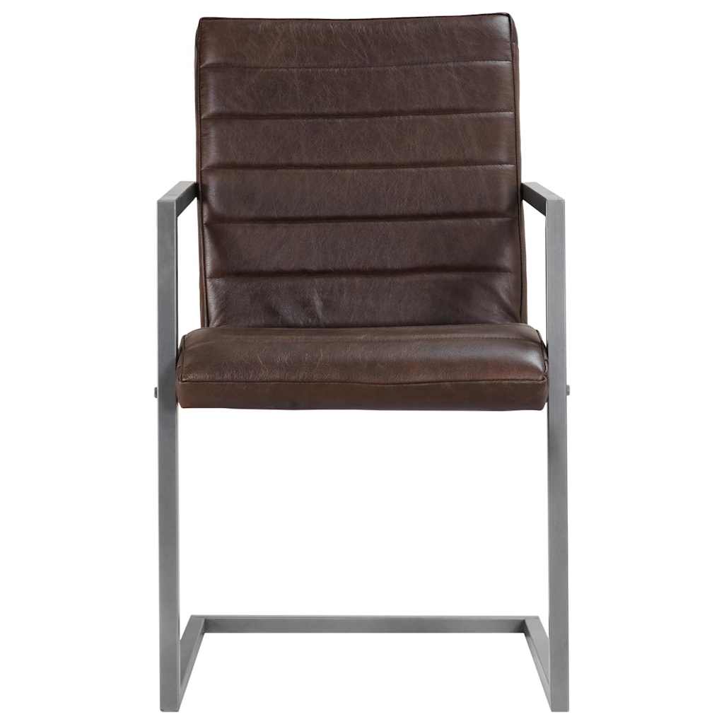 Vidaxl eetkamerstoelen 2 st echt leer bruin