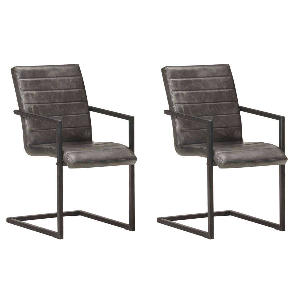 Vidaxl eetkamerstoelen 2 st echt leer grijs