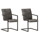 Vidaxl eetkamerstoelen 2 st echt leer grijs