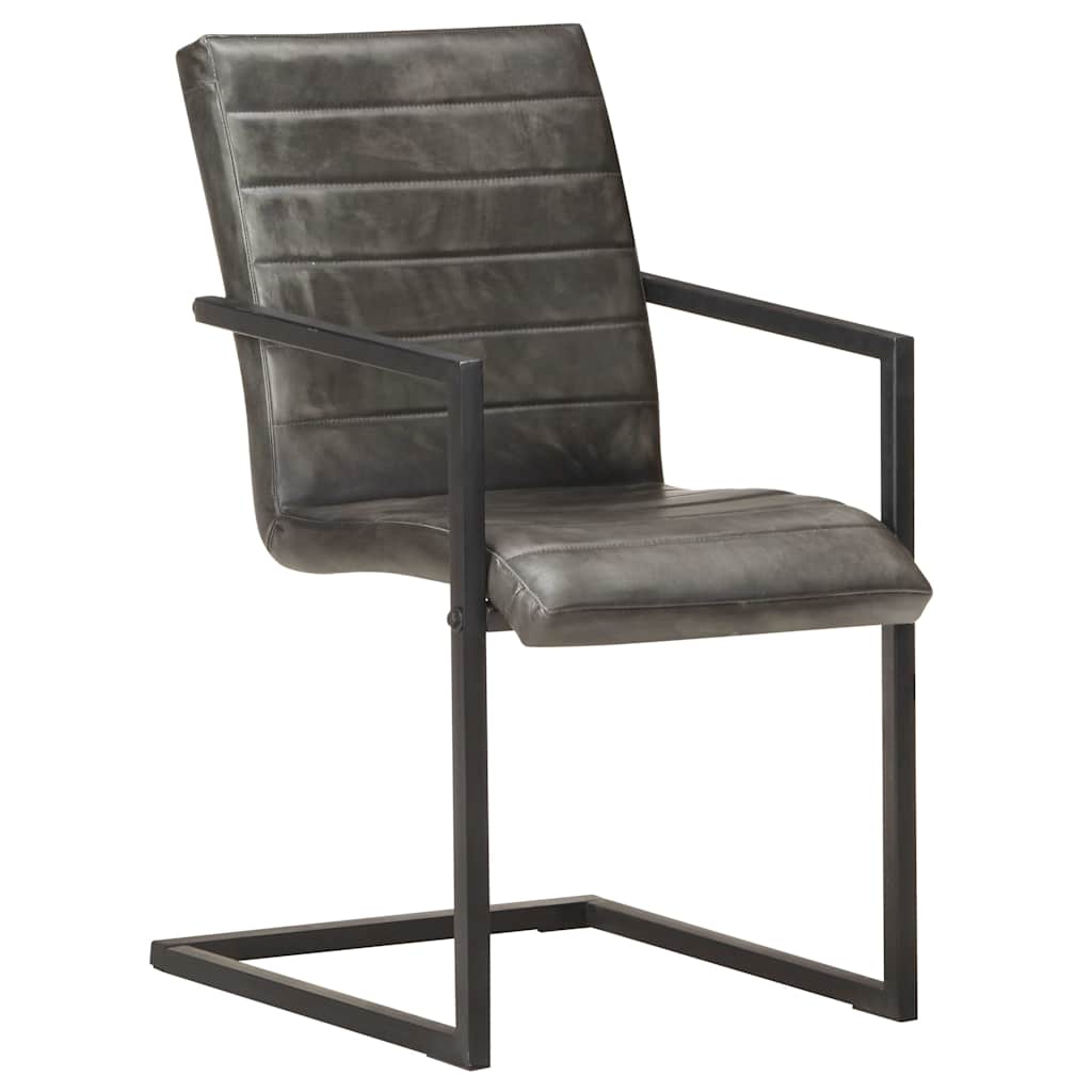 Vidaxl eetkamerstoelen 2 st echt leer grijs